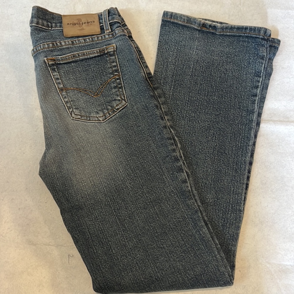 Angel jeans size 7 blue jean washed wide boot